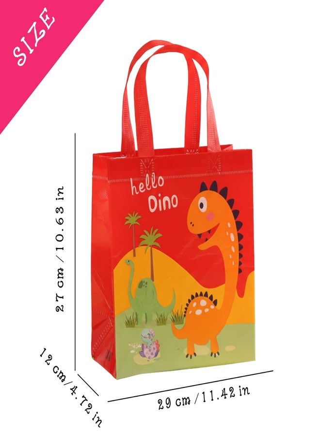 FINEMOE Pack of 12 Small Return Gift Bags for Kids, Unicorn & Dinosaurs Theme, Canvas Return Gift Bag for Birthday, Kanya Pujan, Christmas & Party Favors, Multicolor Gift Cover Small Handbag, Age 2-12 (Dinasour Set) - Image 2
